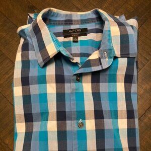 🔥🔥Summer Sale🔥🔥 Men Apt. 9 Plaid Shirt Stretch Slim Fit
